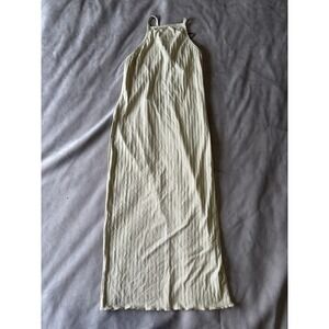 Forever 21 Sage Green Ribbed Halter Maxi Dress Open Back Lettuce Hem Small